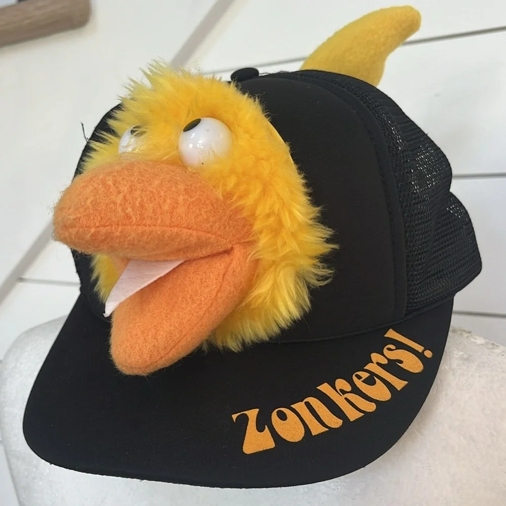 Rare 1986 Fraggle Rock Zonkers Plush Trucker Hat Promo Vintage Jim Henson‎ Cap